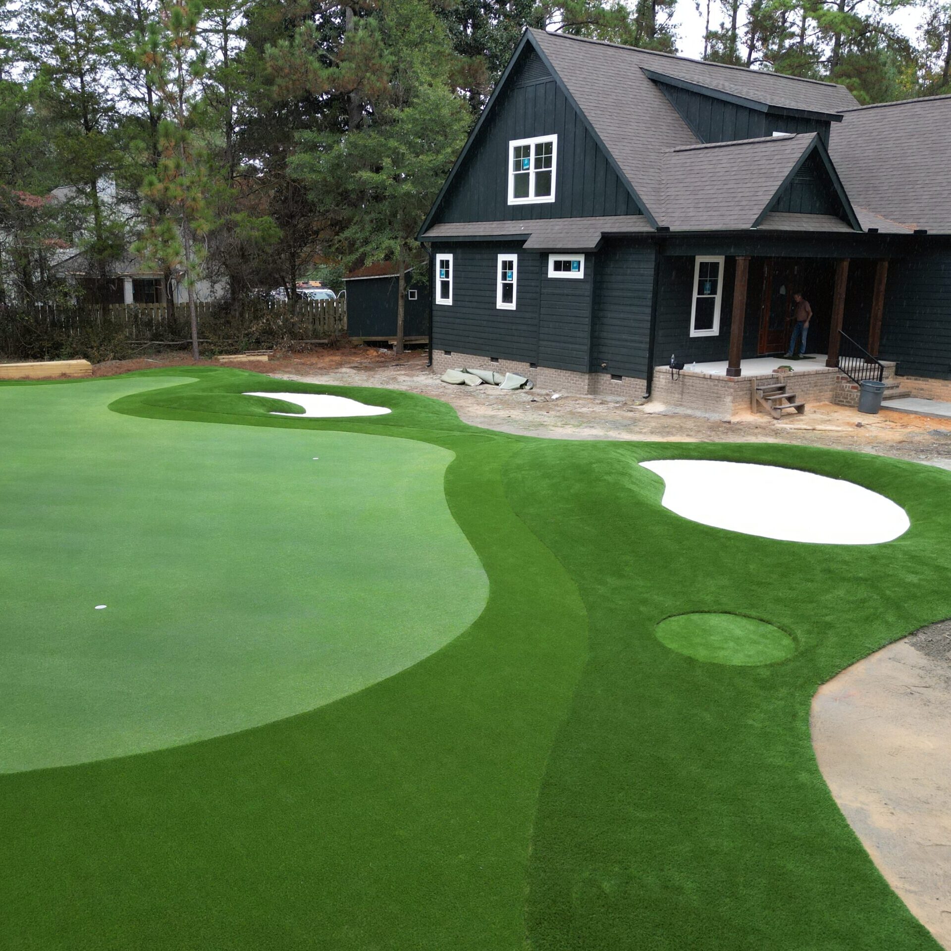 Backyard Putting Green with Sand Bunkers